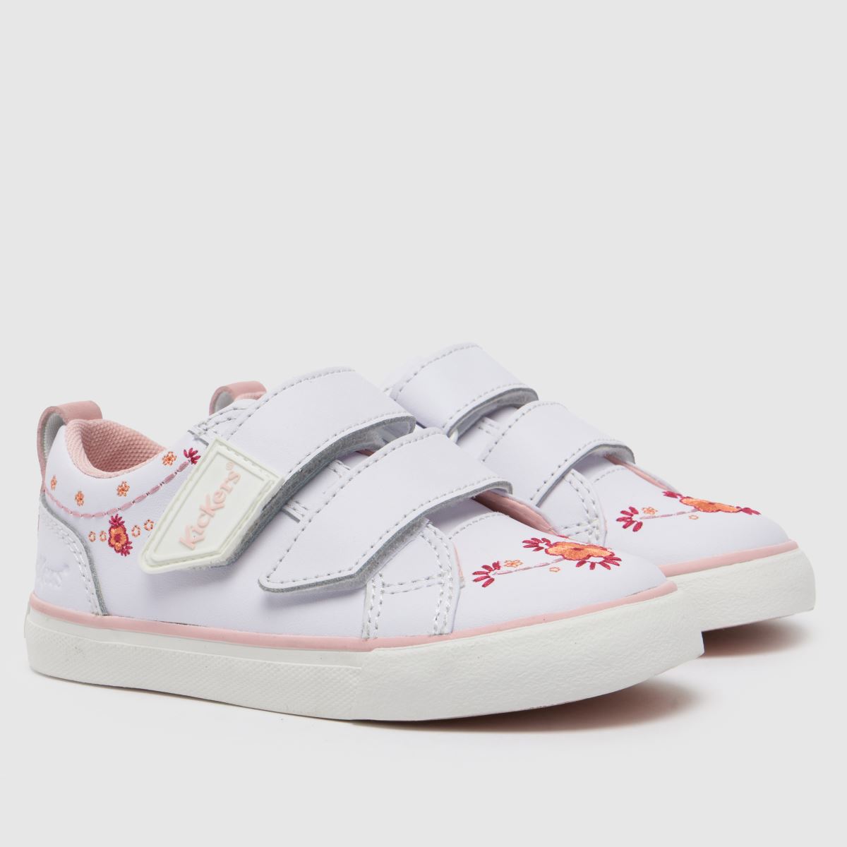 Bílo-růžové dívčí batolecí tenisky Kickers tovni twin happy
