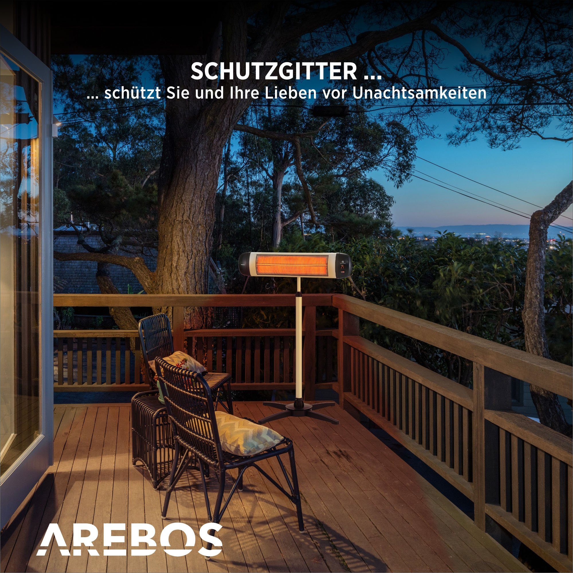 Arebos Heizstrahler Infrarot Heizstrahler 2500 W, mit Kreuzstativ