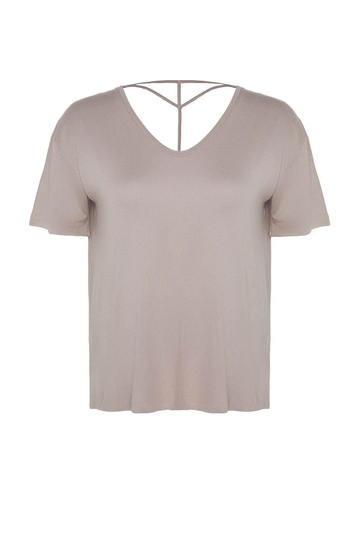 Trendyol Curve  Detailliertes Strick-T-Shirt mit Nerzkragen TBSSS22TS0877