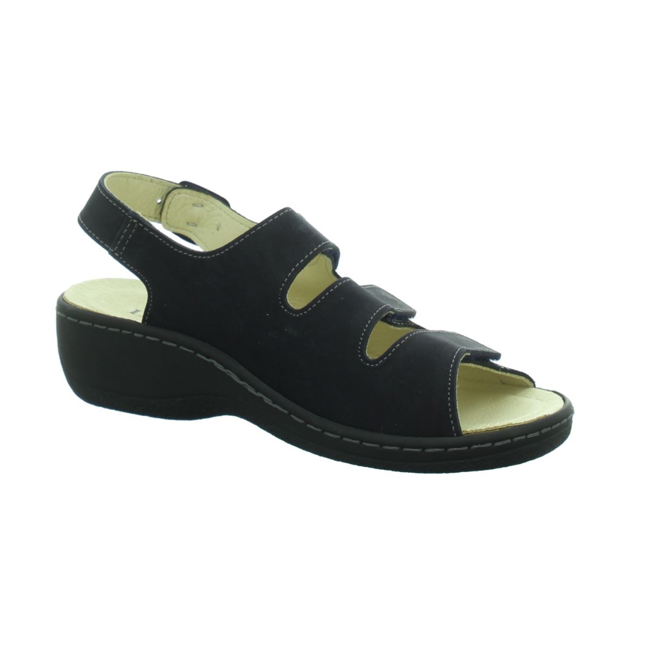 LONGO Komfort Sandalen schwarz Bequem-Pantolette,schwarz/navy