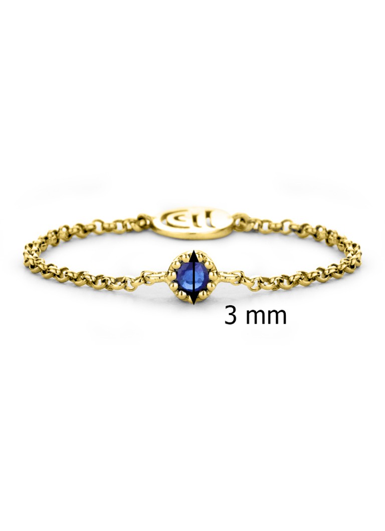 Diamond Point Yellow gold ring 0.05 ct blue sapphire Joy