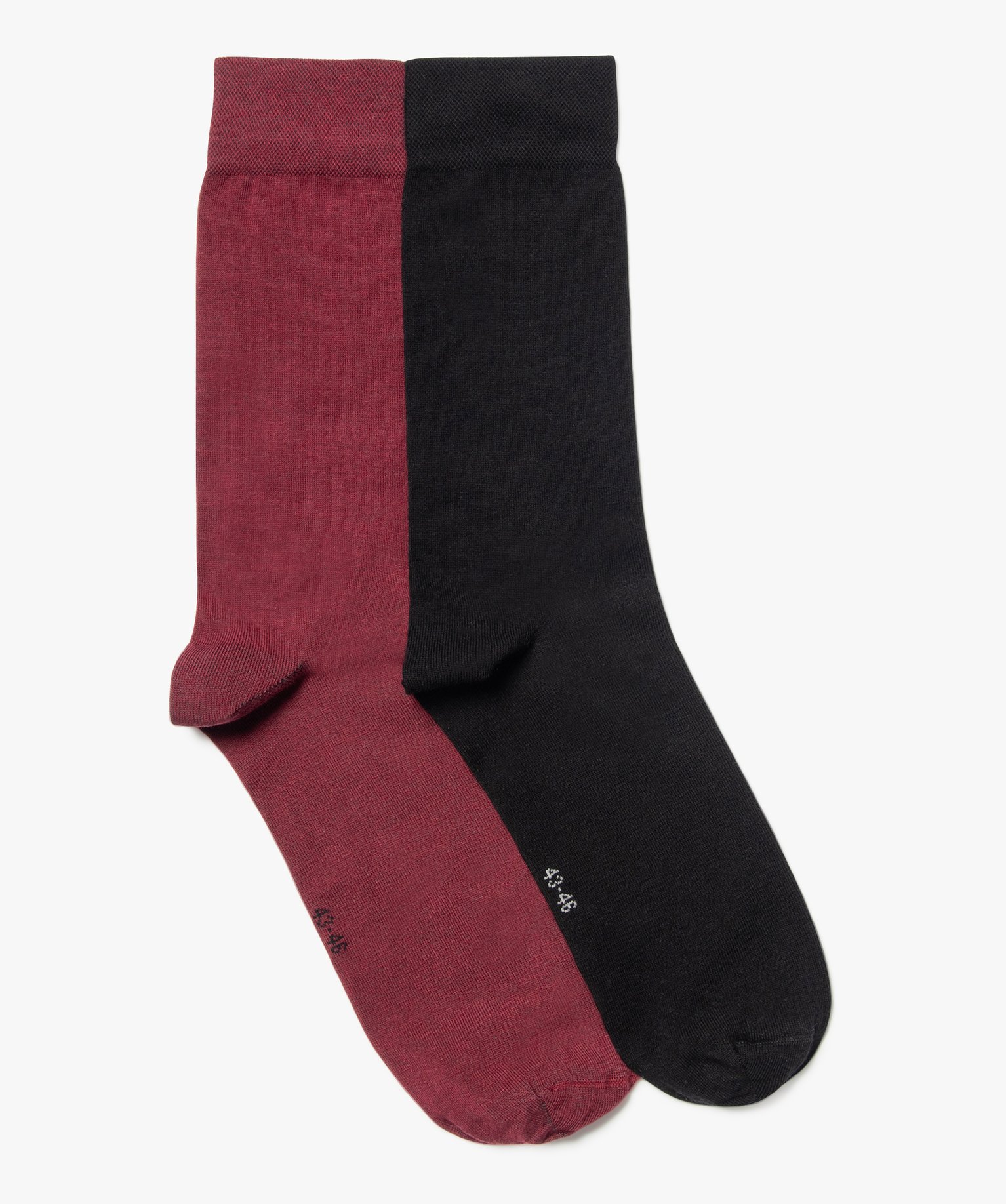 Chaussettes fines tige haute homme (lot de 2) bordeaux | GEMO