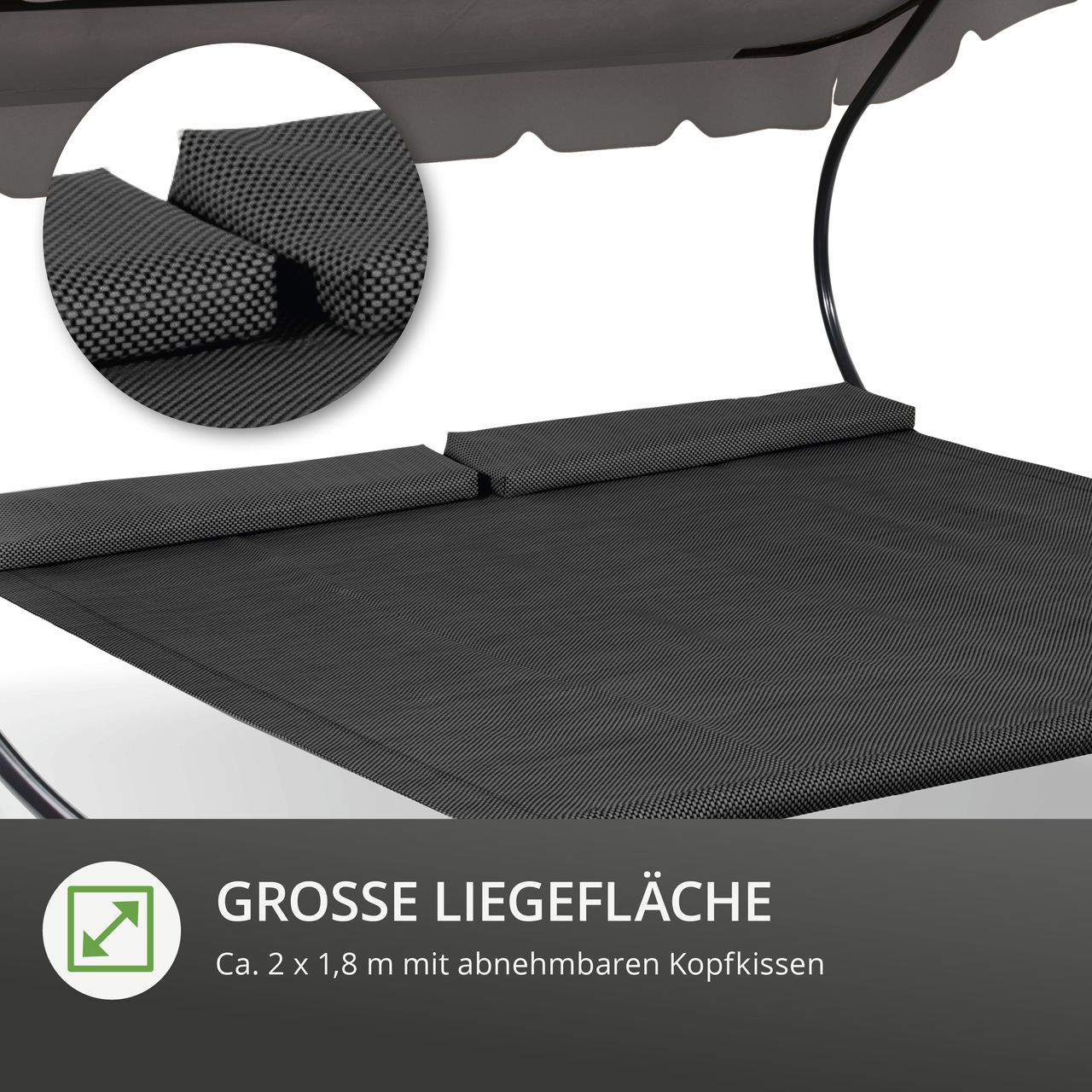 Solax Sunshine LECO Doppel-Gartenliege inkl. Kissen, Anthrazit