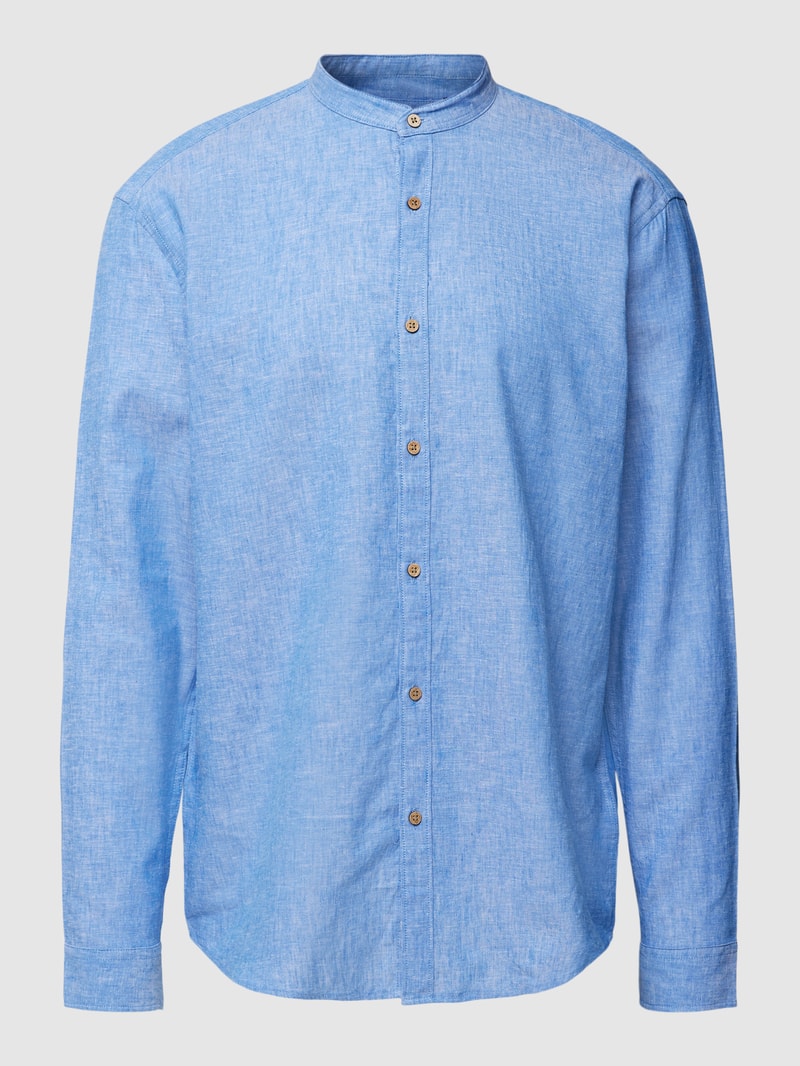 Tailored Fit Freizeithemd mit Stehkragen in royalblau