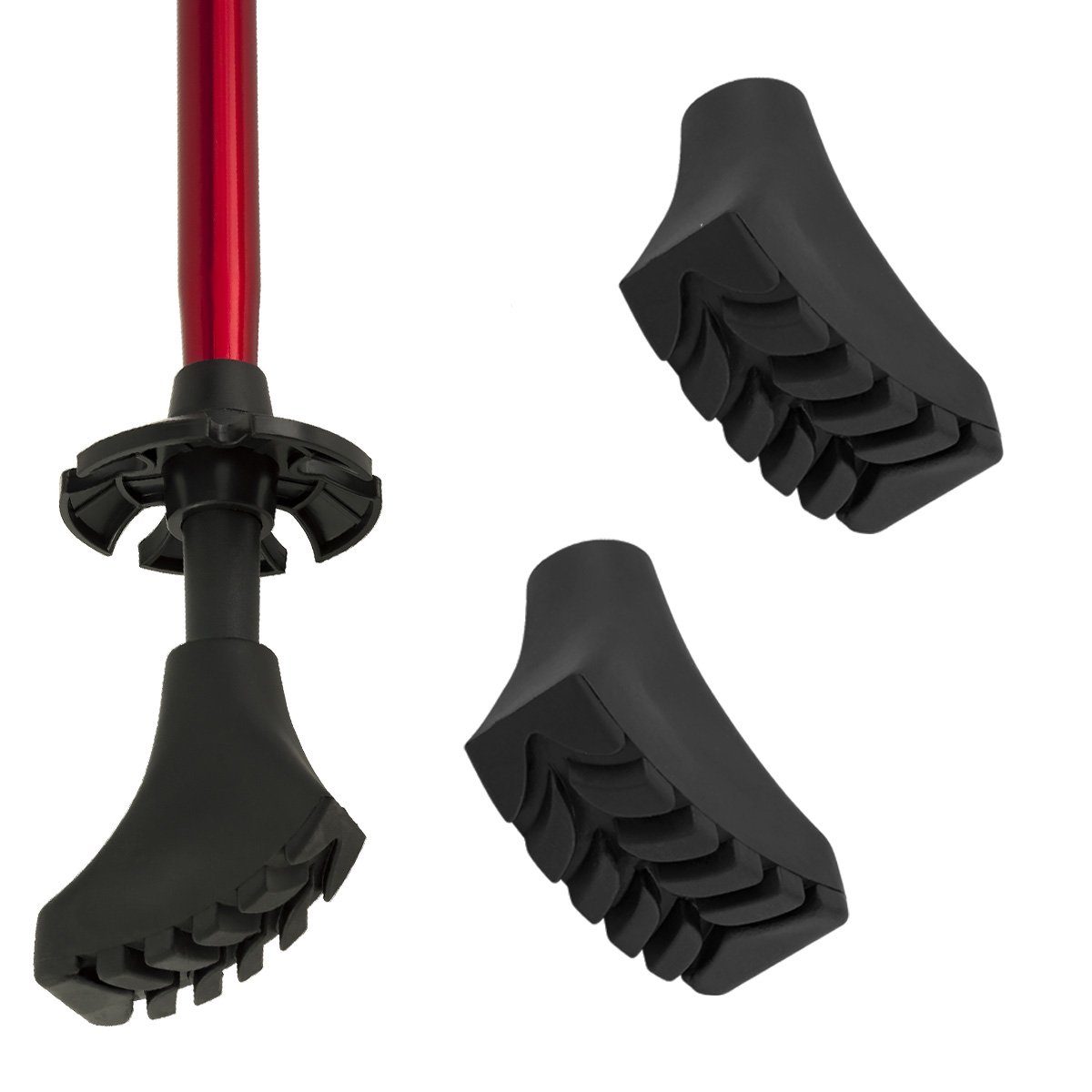 MidGard Nordic-Walking-Stöcke Ersatzpads Gummipuffer Gummifüße für Asphalt und Stein (2 St)