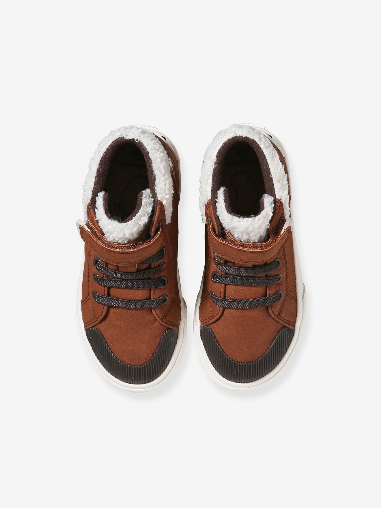 Vertbaudet Warme Kinder High-Sneakers, Anziehtrick - braun