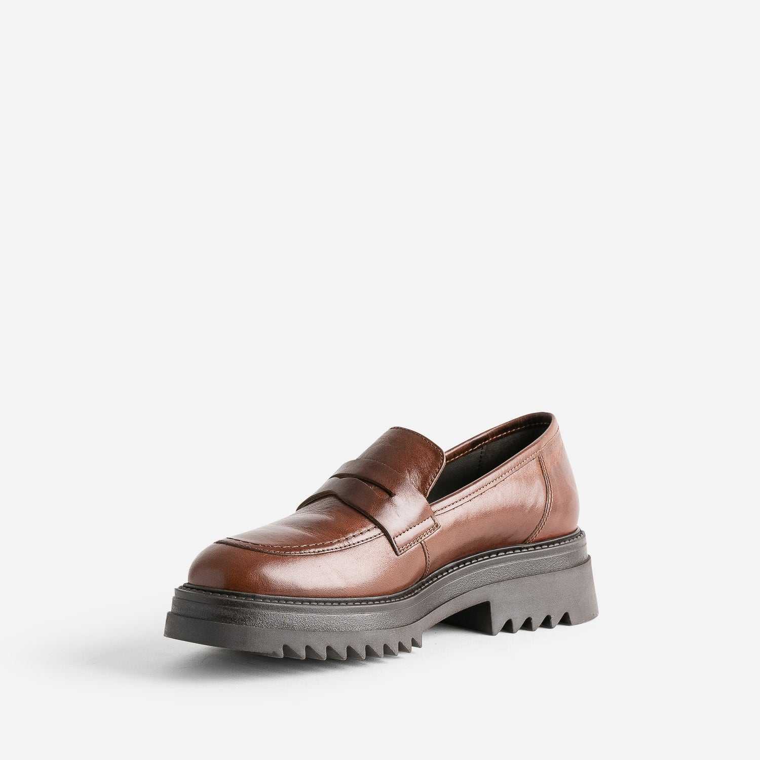 Mocassin TEXTO cognac en cuir à semelle crantée