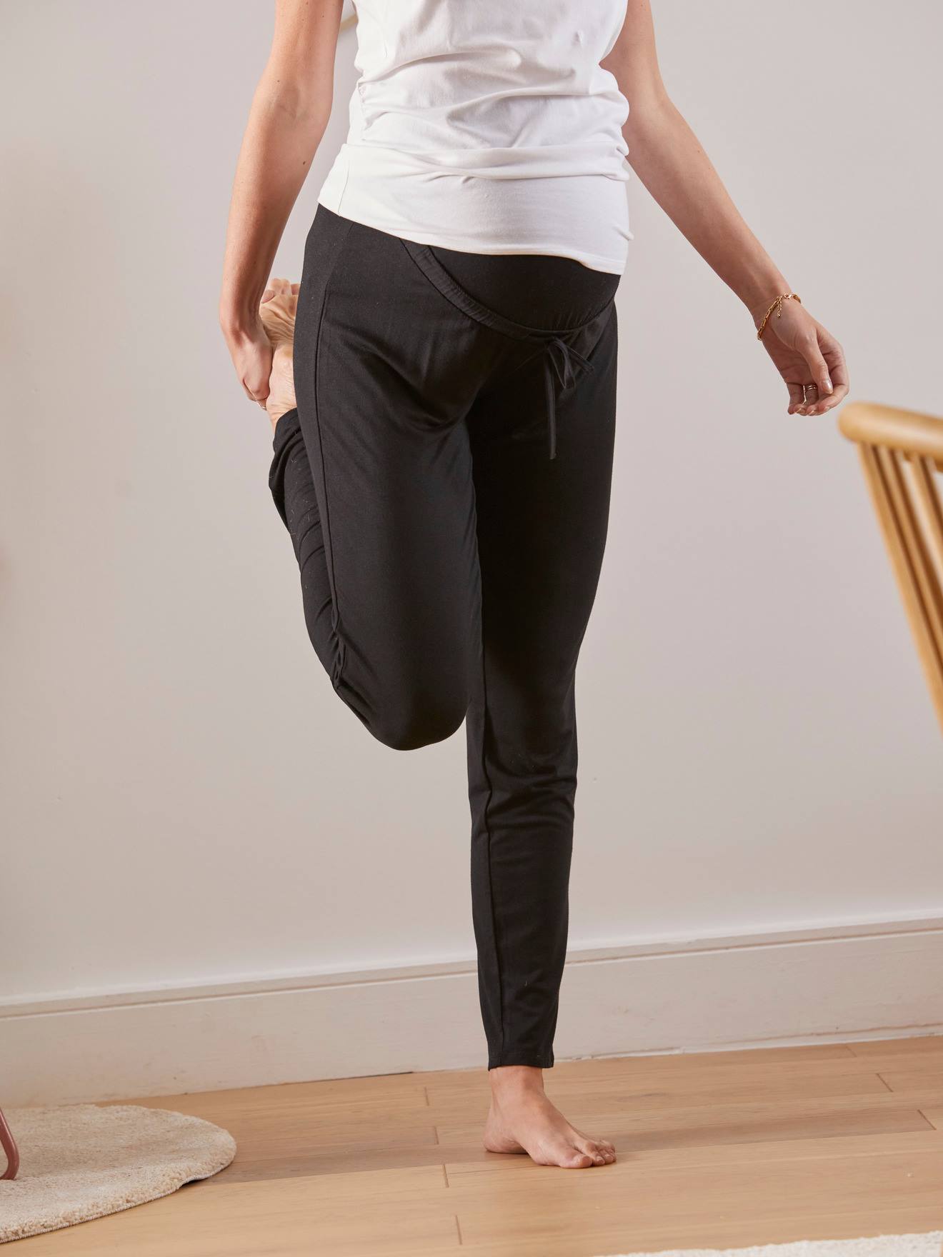 Pantalon fluide de grossesse en maille unie noir