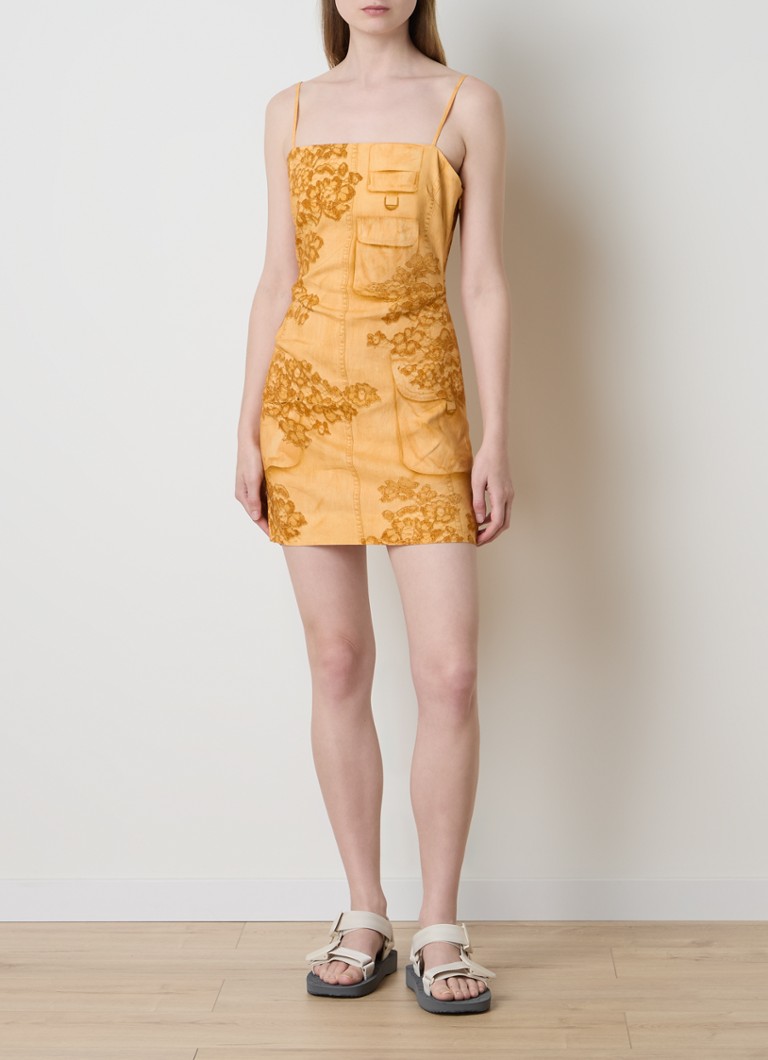 Μίνι φόρεμα με στάμπα από λινό μείγμα Acne Studios