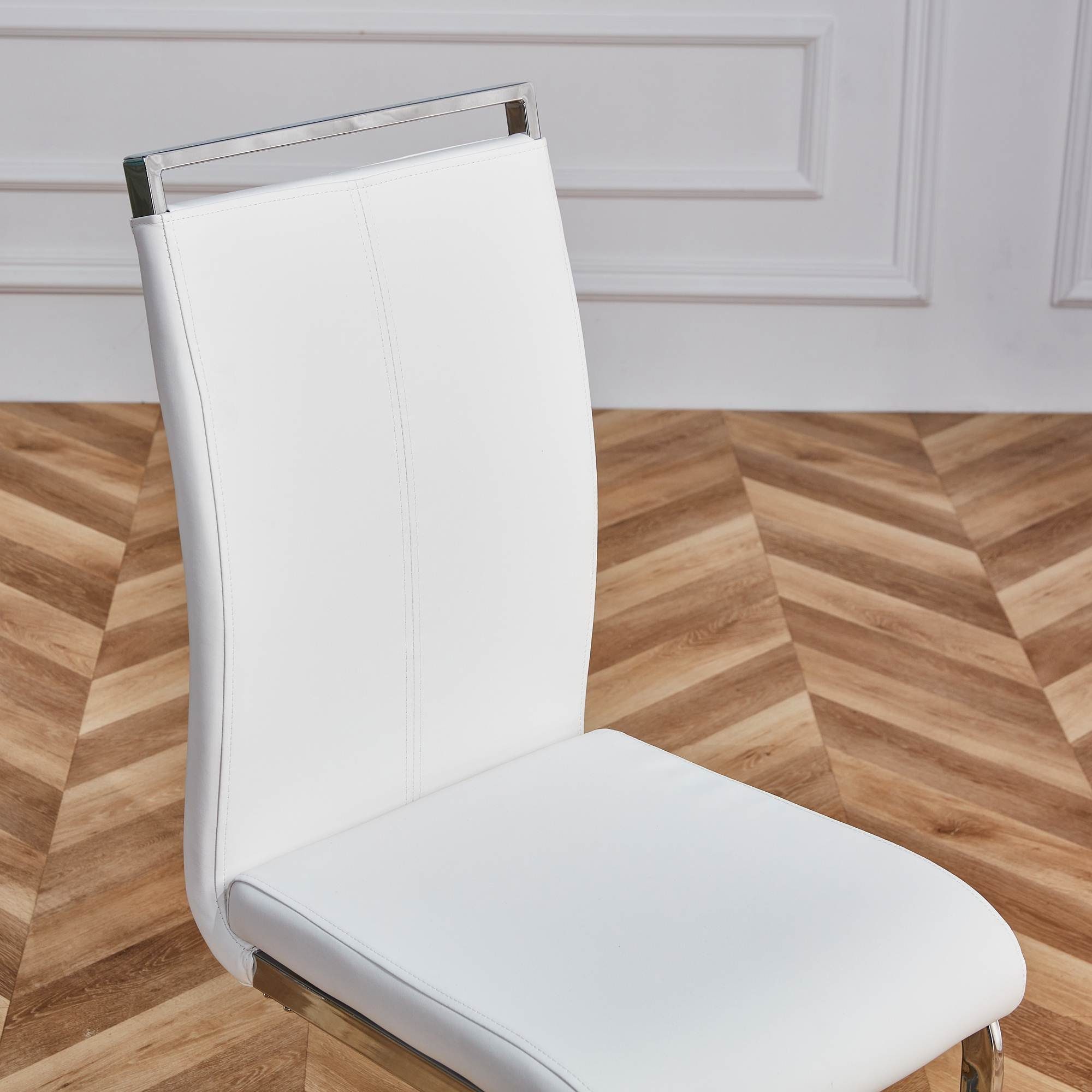WISHDOR Freischwinger 4er Schwingstuhl Esszimmerstuhl Küchenstuhl Polsterstuhl Polster Stuhl (nur 4 Stühle ohne Esstisch, Kunstleder, Kunstlederstuhl, Kunstlederstühle), Bis 120 kg, belastbar, Set, 4 St