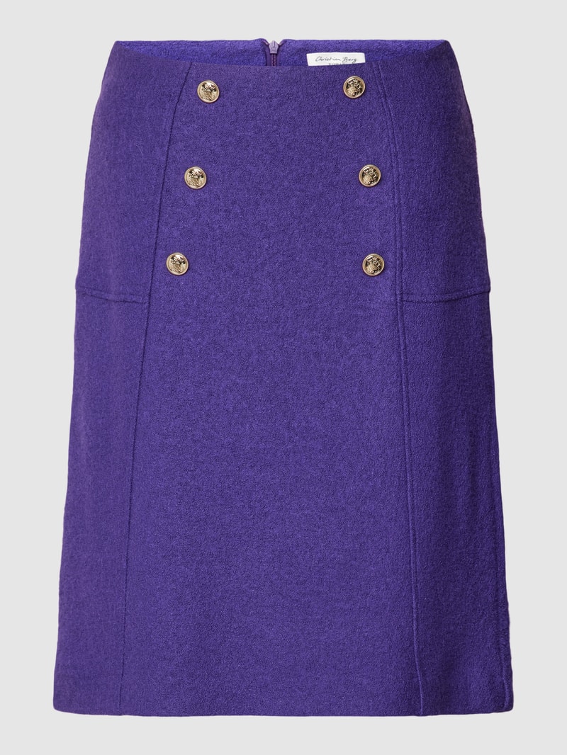 Knielanger Rock mit Zierknöpfen in purple