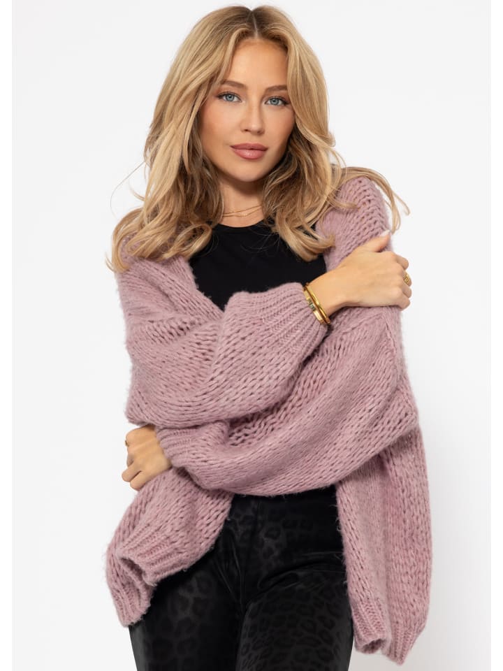 SASSYCLASSY Oversize Strick-Cardigan in Altrosa günstig kaufen