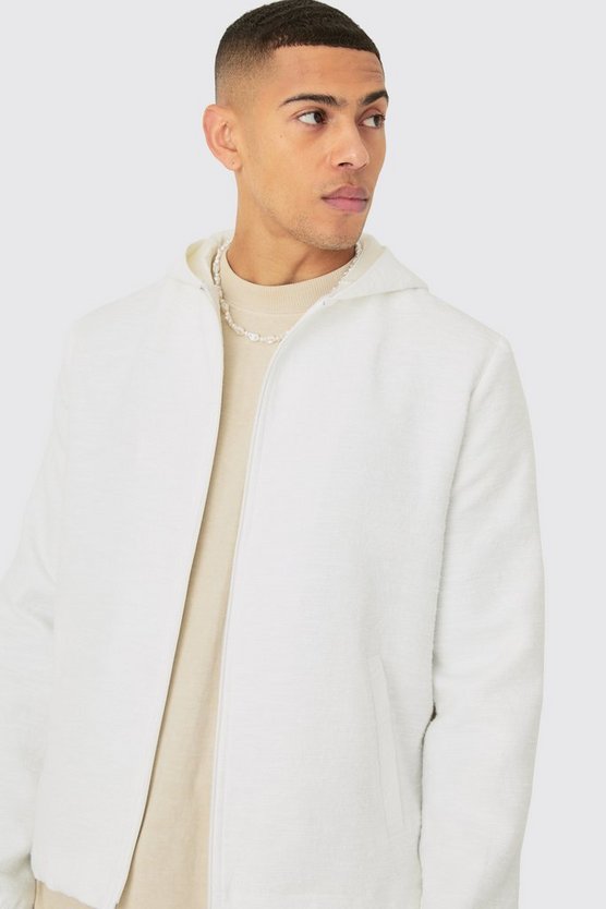 Smarte strukturierte Jacquard-Jacke mit Kapuze