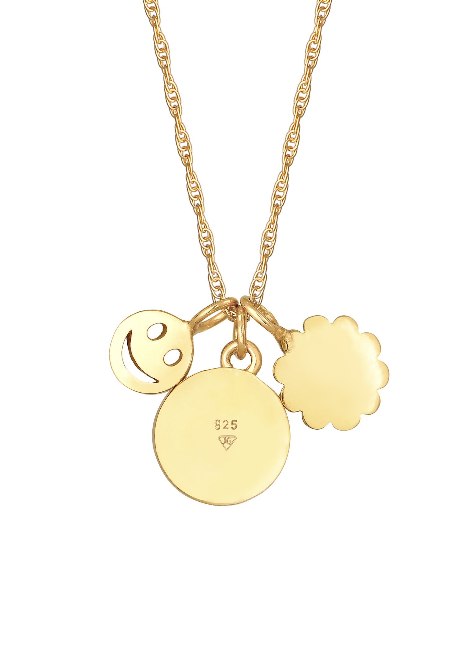 Disco Elli con fiore e lettera L sorridente in argento sterling 925