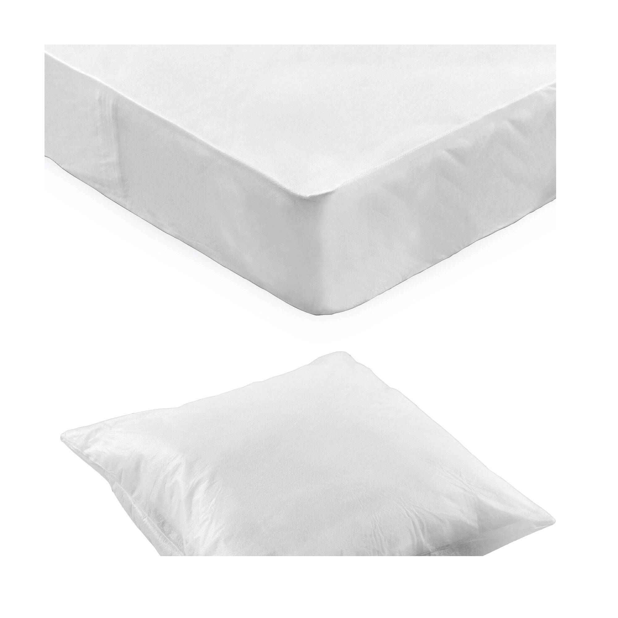 Kit jetable 1 ou 2 personnes : protège-oreillers + protège-matelas forme housse