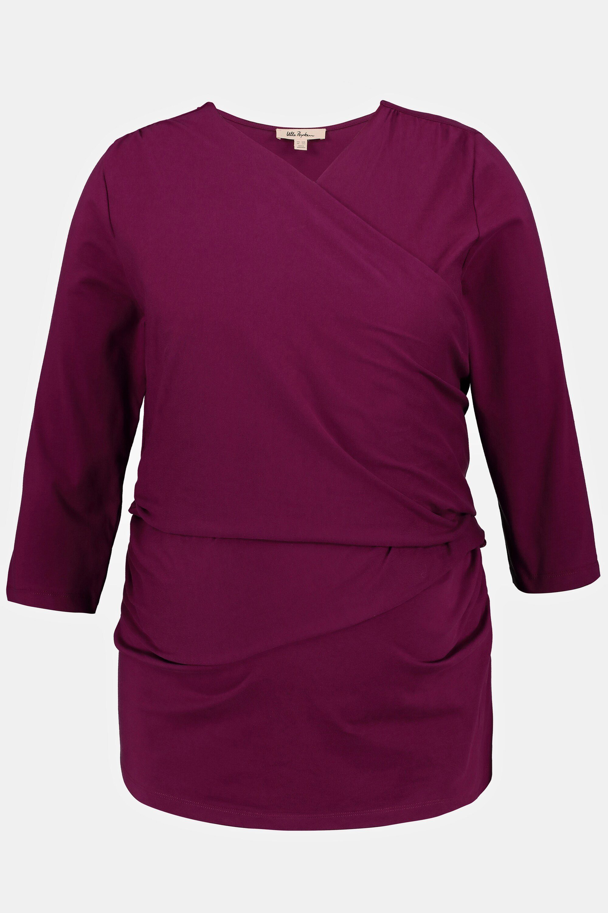 Ulla Popken Longsleeve Bellieva-Wickelshirt Skin to Skin Rundhals GOTS