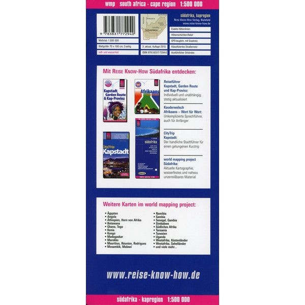 Reise Know-How Landkarte Südafrika Kapregion 1 : 500.000 - Straßenkarte