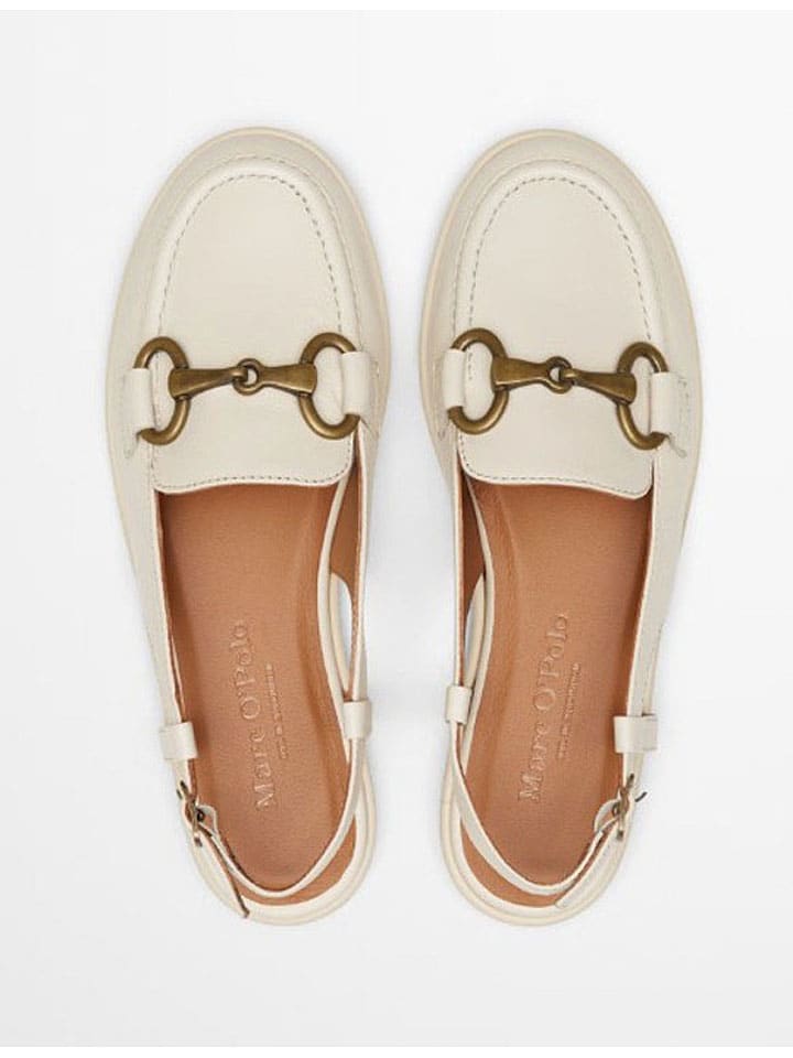 Marc O'Polo Shoes Leder-Slingballerinas in Creme günstig kaufen