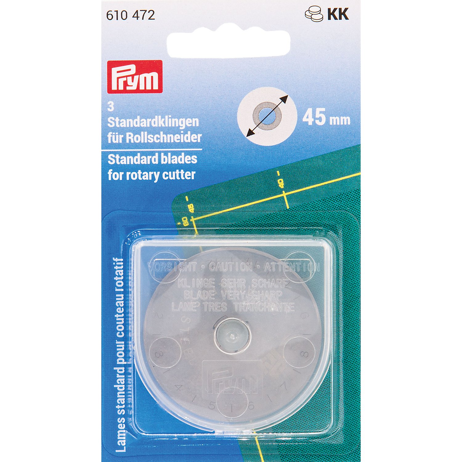 Prym Ersatzklingen, gerade Linie, für Maxi Rollschneider, Größe: 45 mm Ø, Inhalt: 3 Stück