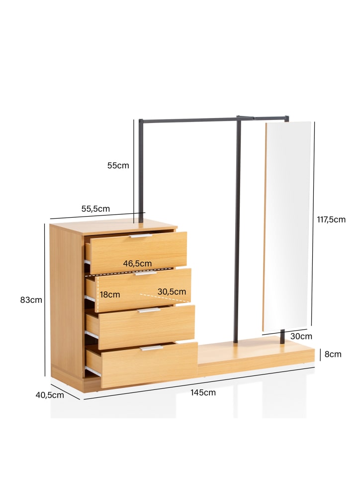 KADIMA DESIGN Garderobe Eiche-Dekor 145x138x40,5 cm Flurgarderobe Modern, günstig kaufen onesize