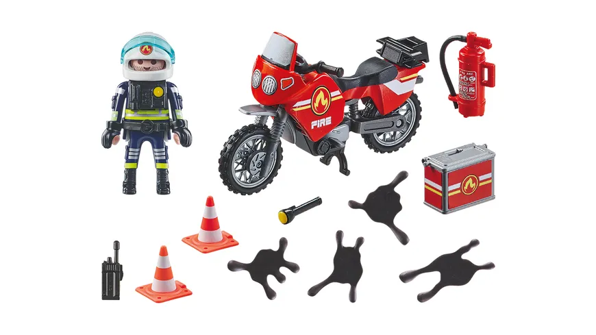 PLAYMOBIL 71466 ACTION HEROES Feuerwehrmotorrad am Unfallort