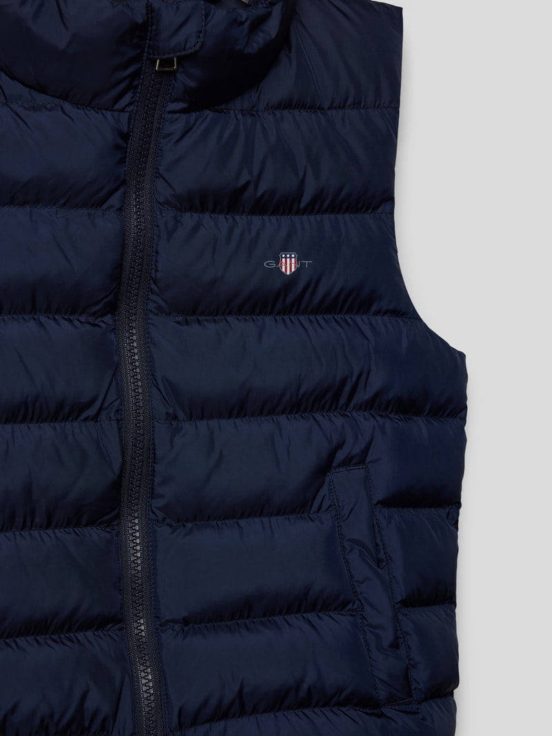 Steppweste mit Label-Print in blau
