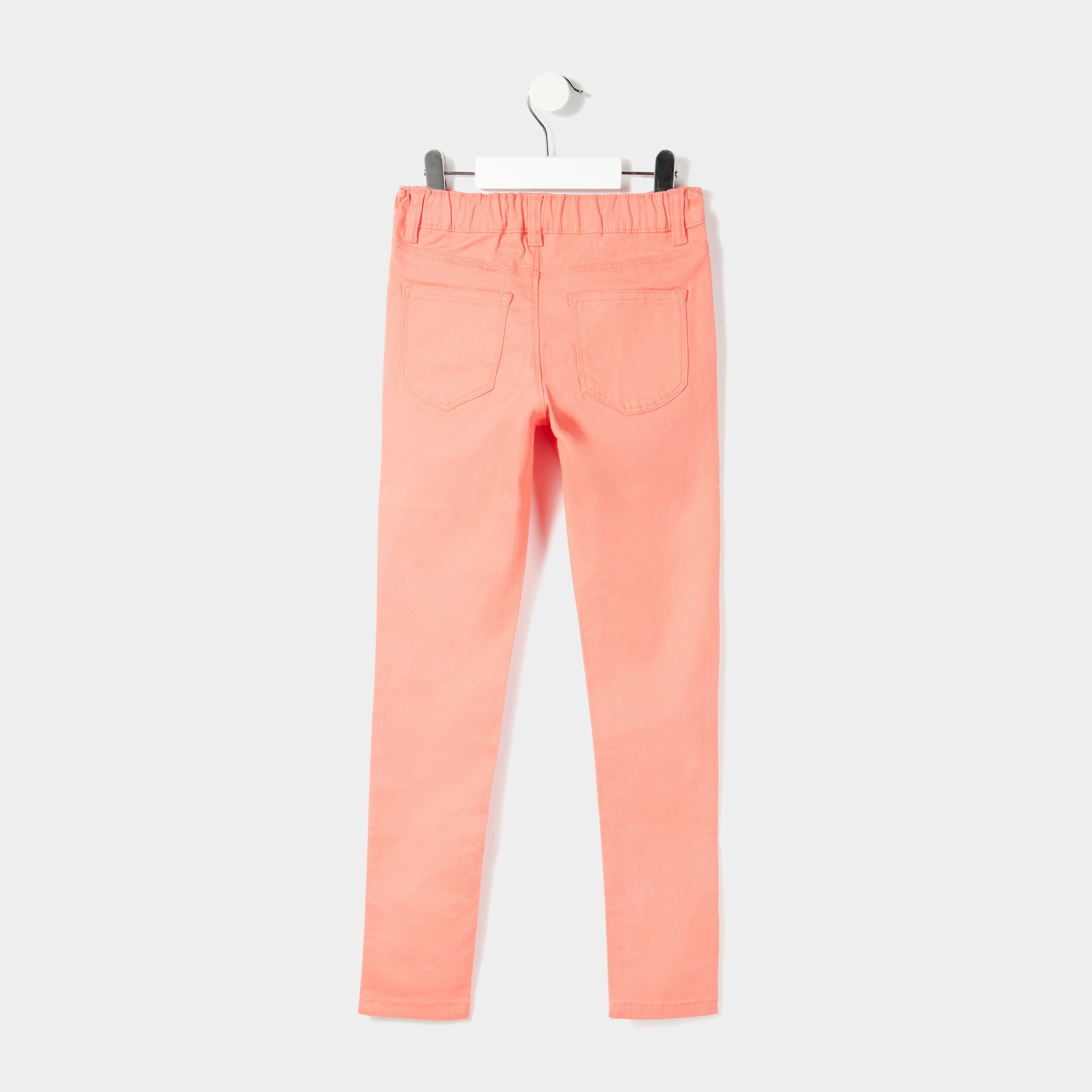 Pantalon tregging ajustable en coton rose corail fille | La Halle