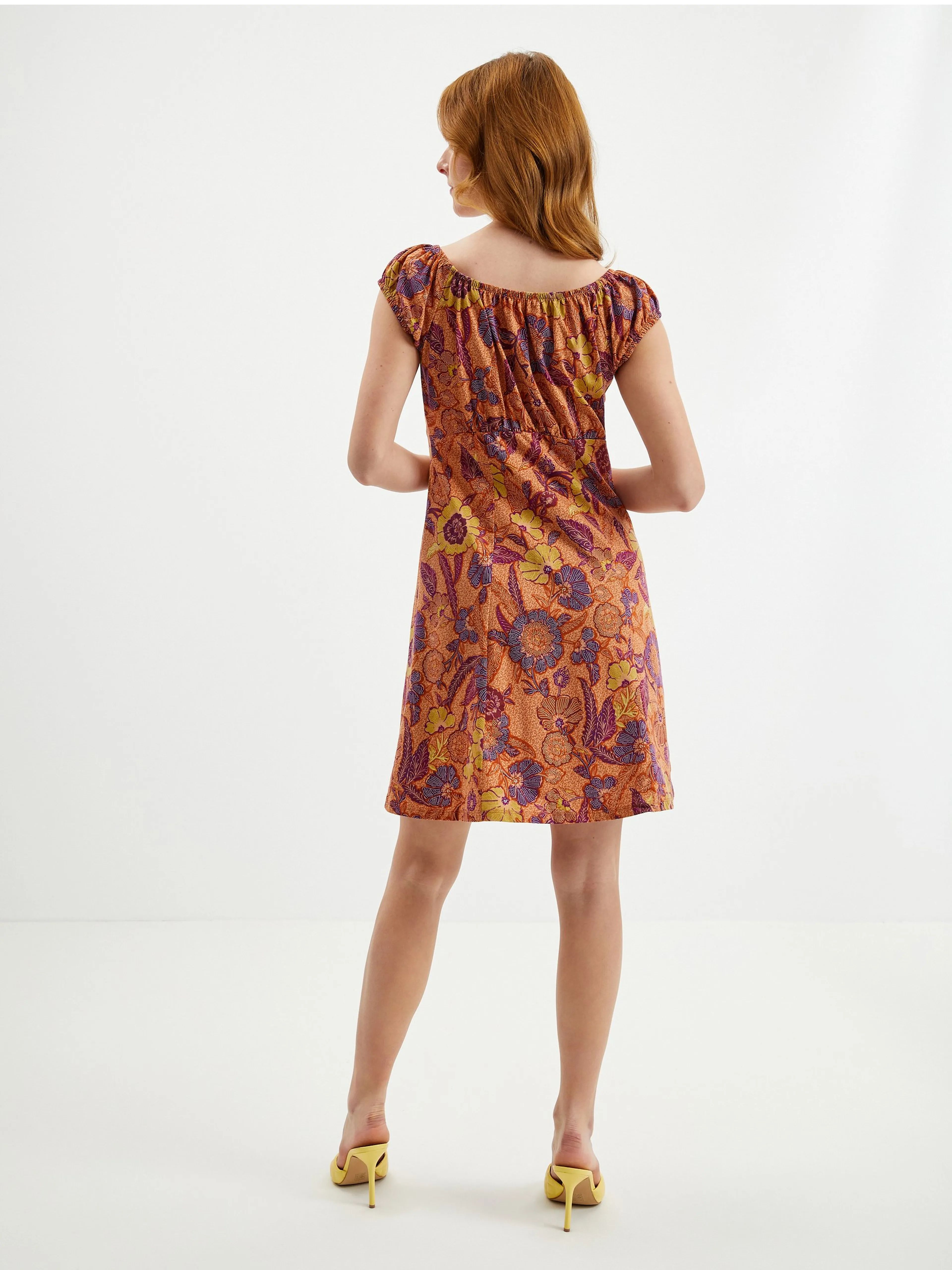 Orangefarbenes Damen Blumenkleid ORSAY
