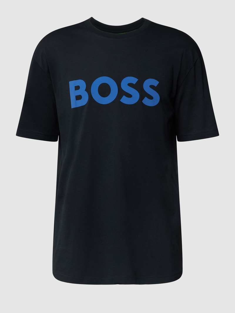 T-Shirt mit Label-Print in dunkelblau