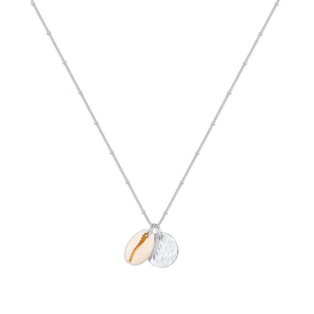 Elli Elli Collier Femmes Boule Plaquette Coquillage Cauri Pendentif Tendance en Argent Bijoux