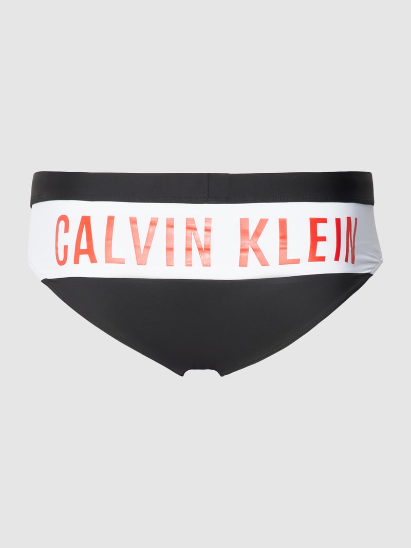 Badehose mit Label-Print in schwarz