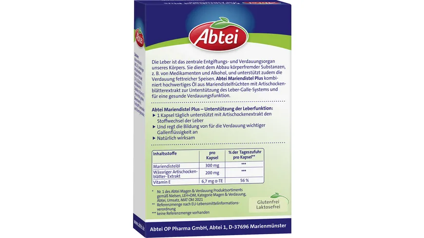 ABTEI Mariendistel Plus Mit Artischocke 30 Kps