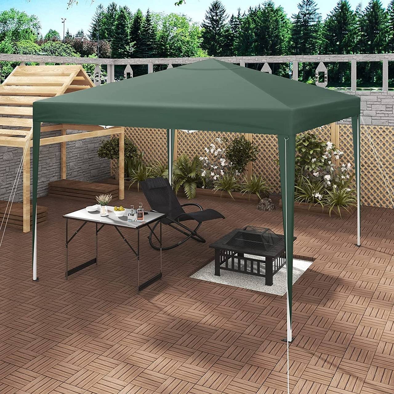 Woltu Faltpavillon, Pop-Up Pavillon aus Oxford Metallrahmen 3x3 m