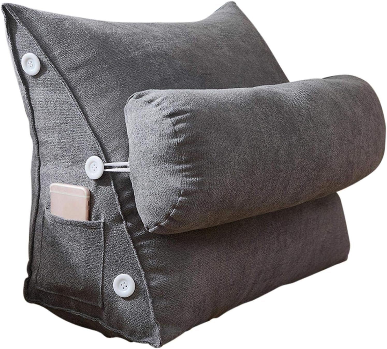Einemgeld Rückenkissen Keilkissen Sofakissen mit Nackenkissen, Rückenkissen mit Seitentasche