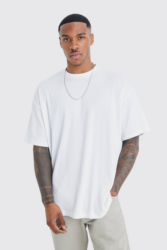 Geripptes Oversize T-Shirt