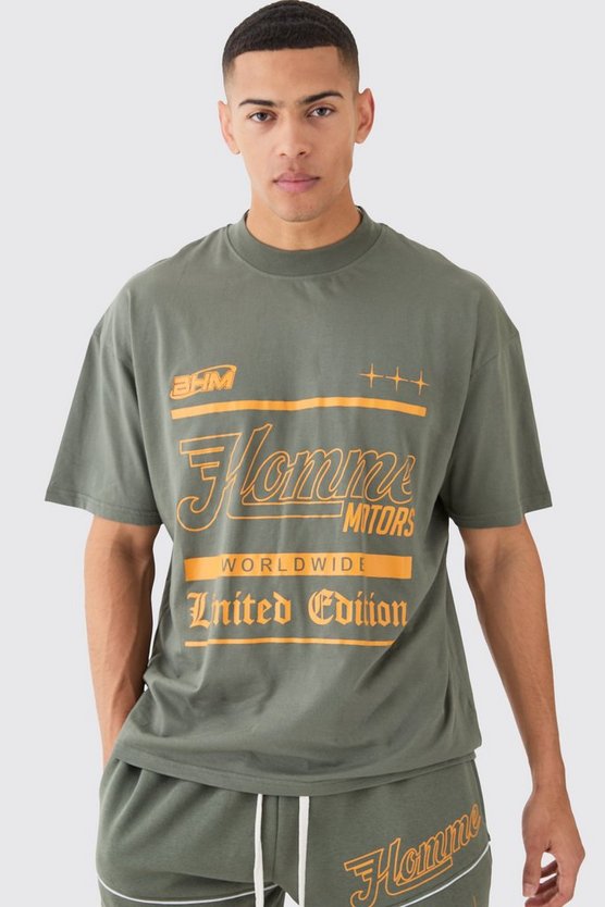 Oversize T-Shirt mit Homme Limited Text Print