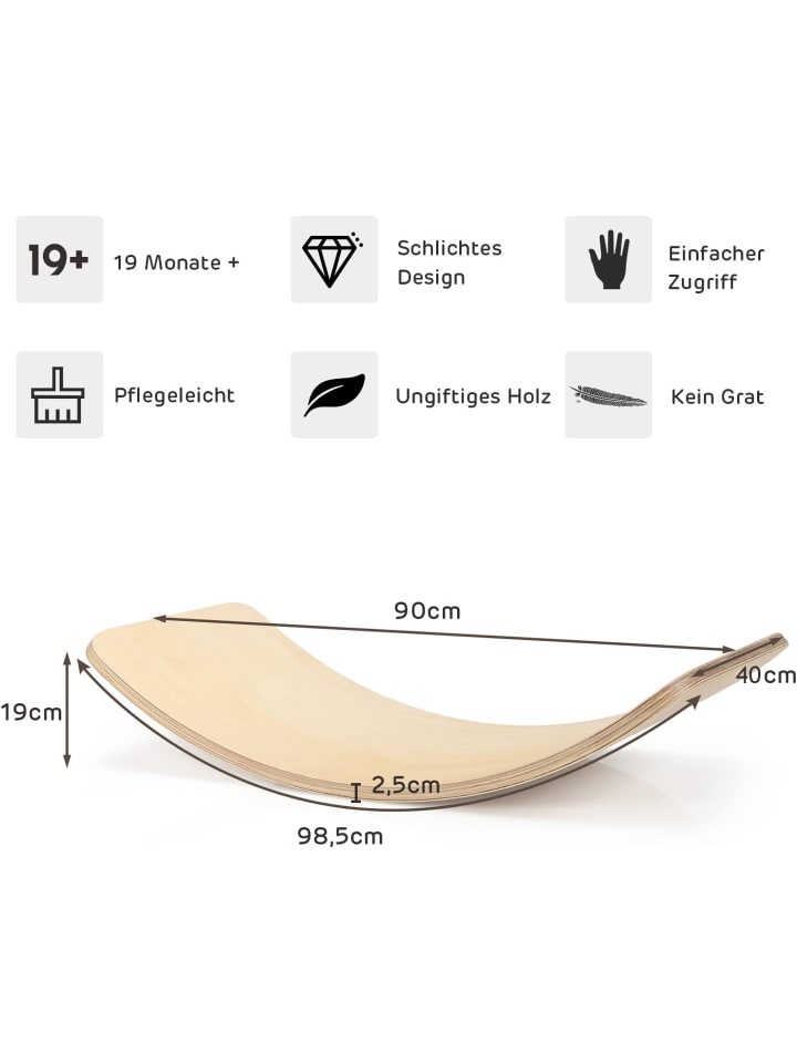 COSTWAY Balancierbrett mit Filztuch in Braun günstig kaufen 99 cm