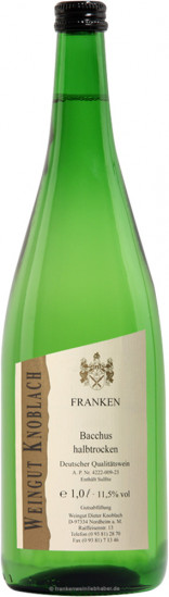 2022 Bacchus Kabinett halbtrocken 1,0 L - Weingut Knoblach