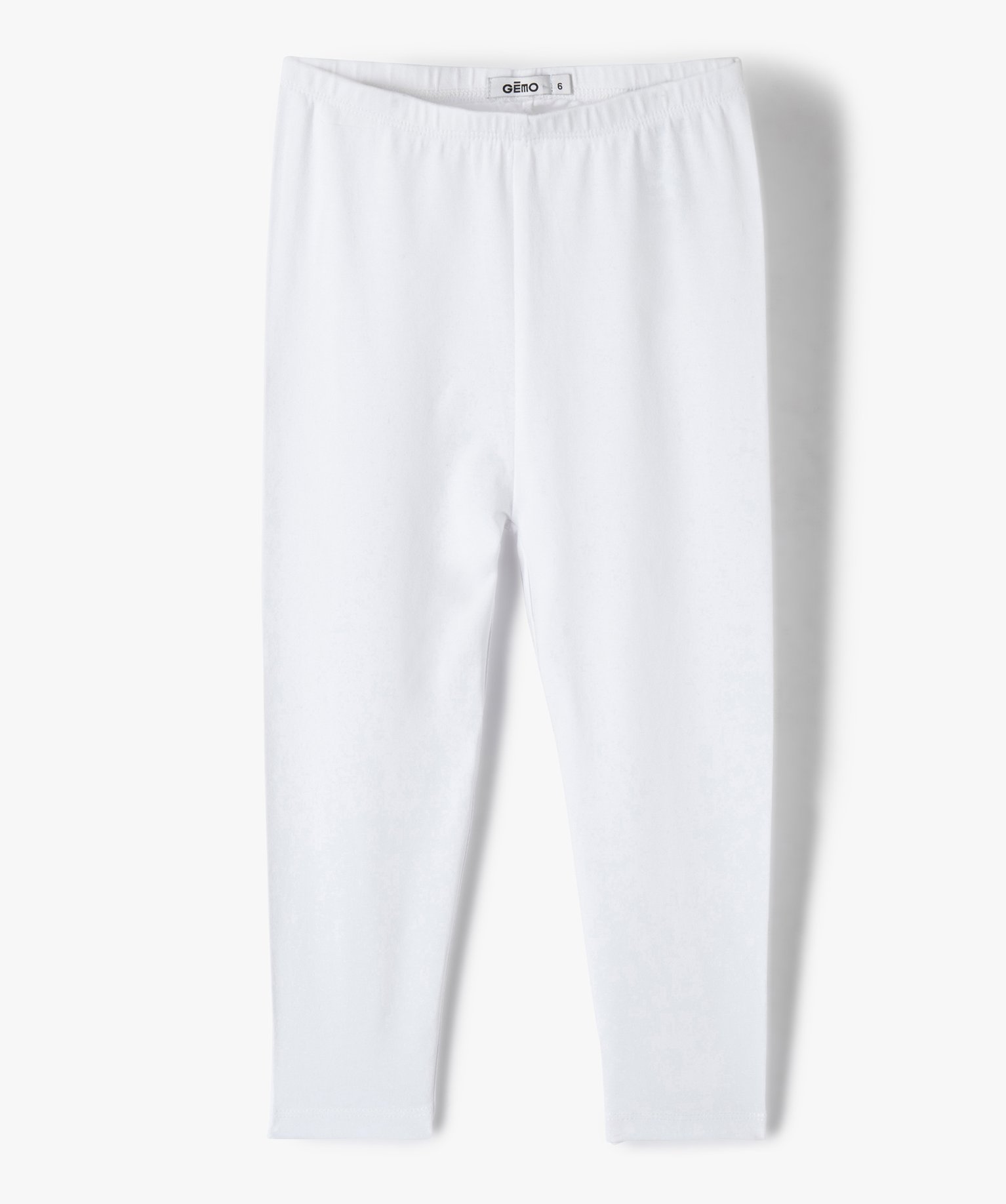Legging fille court uni à taille élastiquée blanc | GEMO