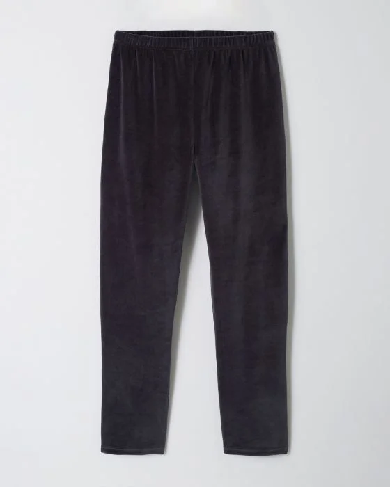 Pyjama col V rayé velours