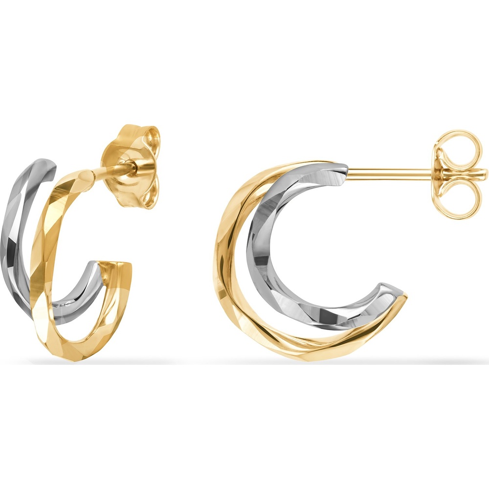 FAVS Créoles 585 Or jaune, 585 Or blanc Boucles d'oreilles