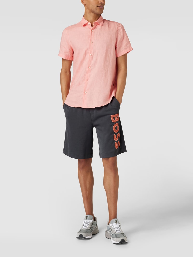 Sweatshorts mit Label-Print Modell 'Heos' in dunkelgrau