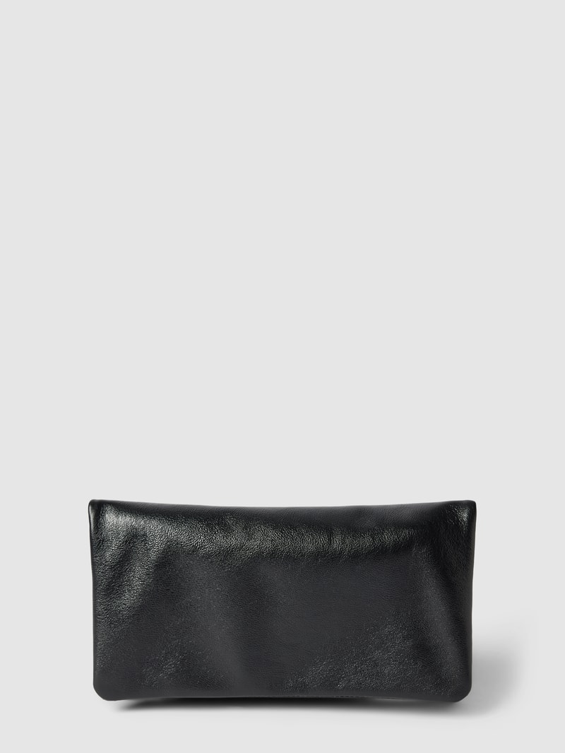 Clutch aus Leder Modell 'Mimosa' in metallic schwarz