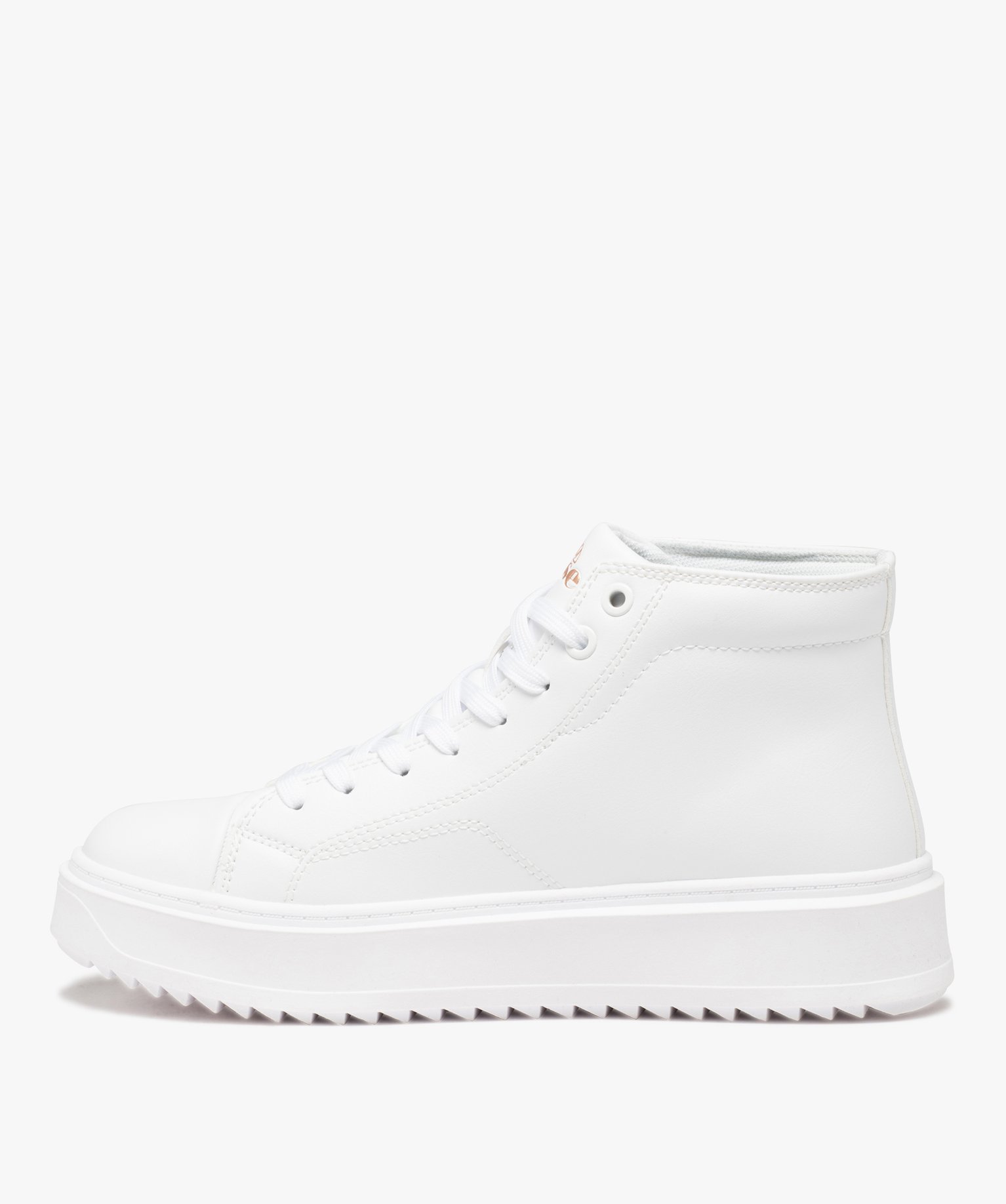 Baskets femme mid-cut unies à semelle épaisse crantée - E... blanc | GEMO