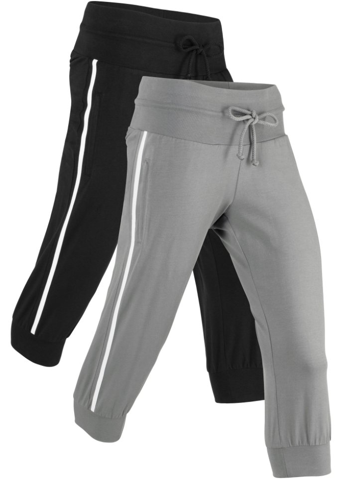 Jogginghose aus Baumwolle (2er Pack), Capri-Länge