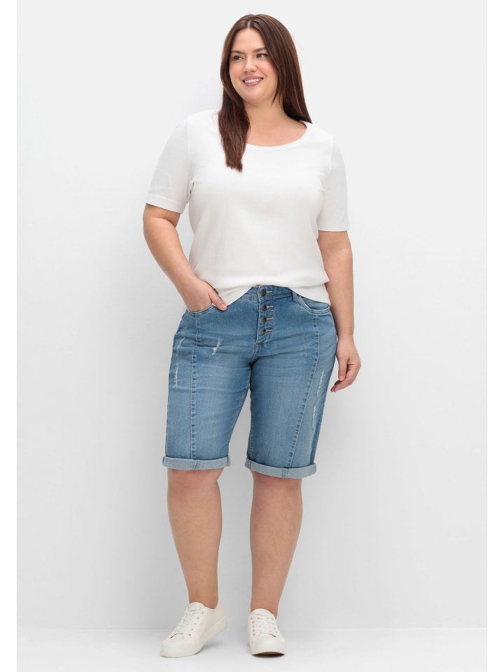 sheego Jeans-Bermudas in light blue Denim günstig kaufen