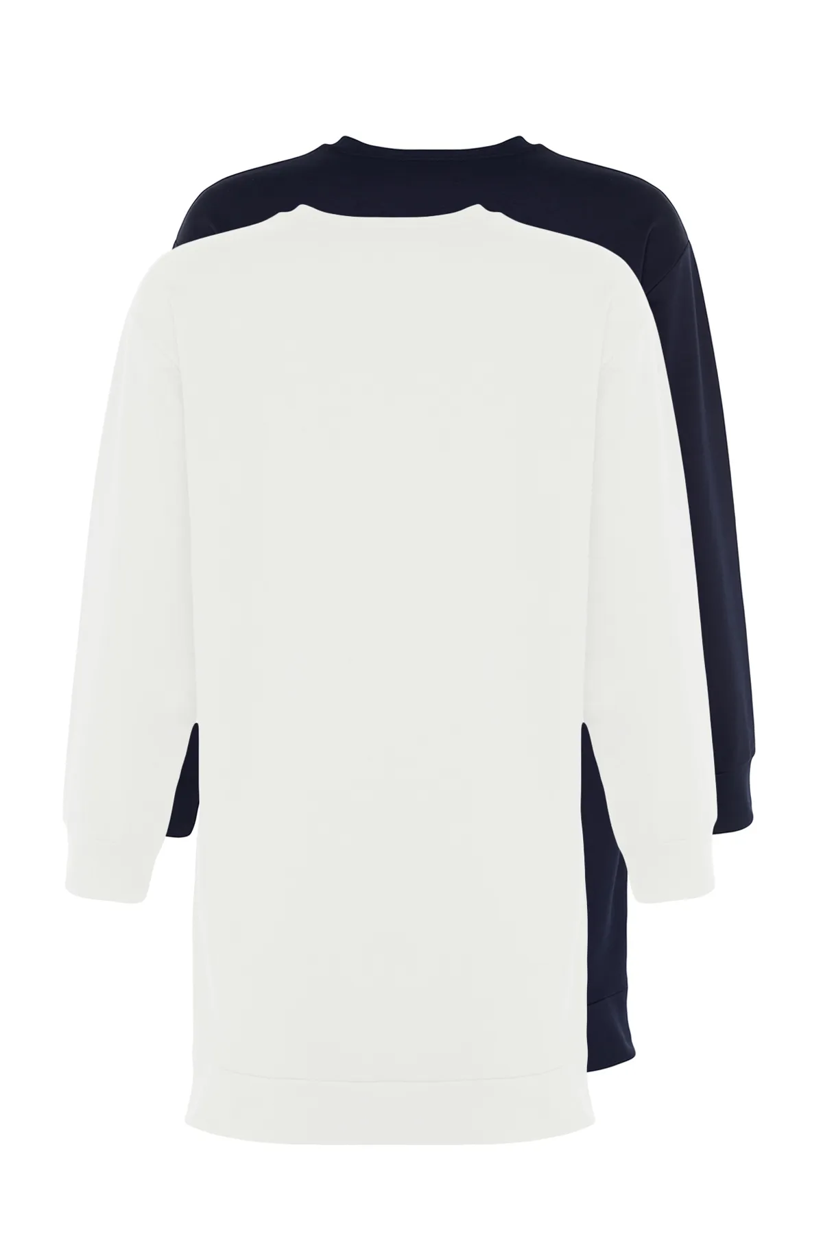 Trendyol Modest  Marineblau-Ecru 2er-Pack Basic-Strick-Sweatshirt mit Rundhalsausschnitt TCTAW22TW0152