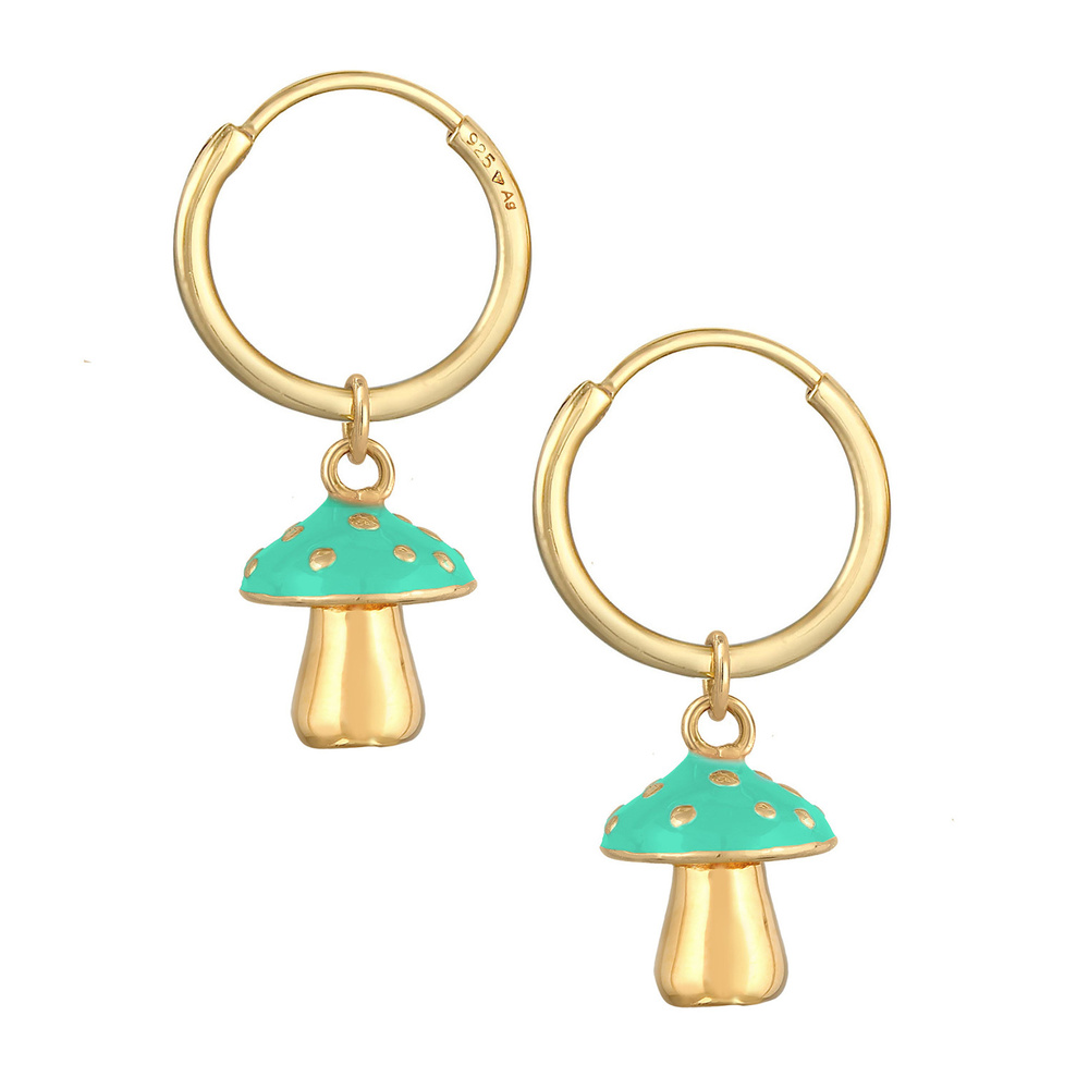 Elli Elli Boucles d'Oreilles Femmes Créoles champignon orange avec émail en argent ste Boucles d'oreilles