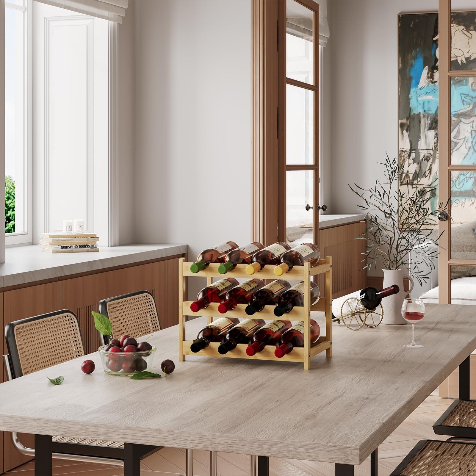Dripex Weinregal Klein Wein Flaschenregal aus Bambus