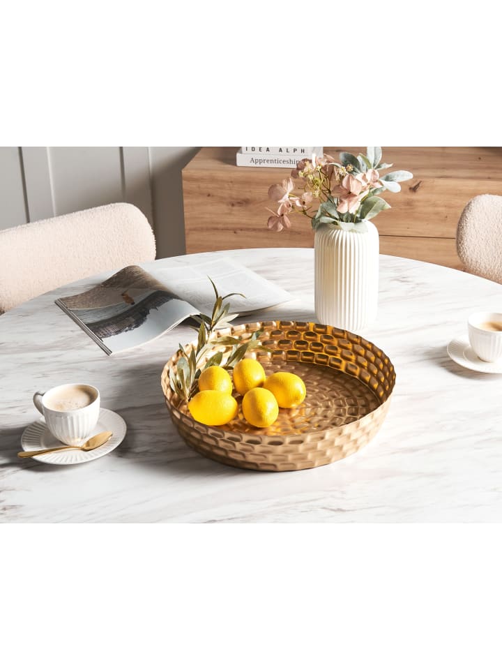 Beliani Tablett SUEZ in Gold - (W) 37 x (H) 7 x (L) 37 cm günstig kaufen onesize